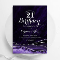 Purple Silver Agate Marble 21st Birthday