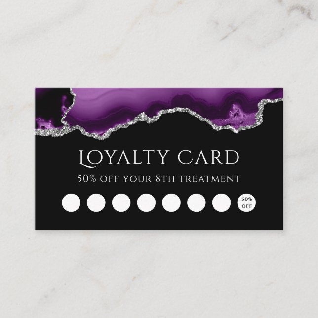 purple silver agate on black loyalty card (Front)