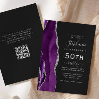 Purple Silver Agate QR Code 50th Birthday