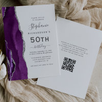 Purple Silver Agate QR Code 50th Birthday
