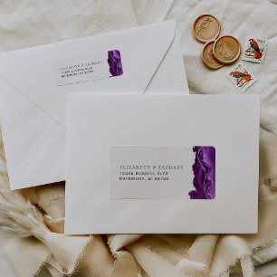 Purple Silver Agate Wedding Return Address