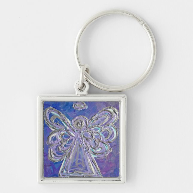 Purple Silver Angel Keychain (Front)