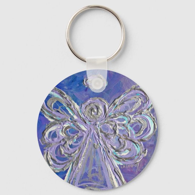 Purple Silver Angel Keychain (Front)