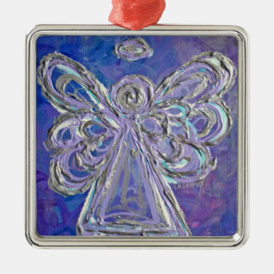 Purple Silver Angel Ornament