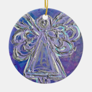 Purple Silver Angel Ornament