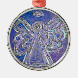 Purple Silver Angel Ornament