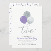 Purple & Silver Balloons Girl 2nd Birthday Party