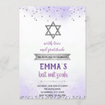 Purple silver bat mizvah invitation<br><div class="desc">Purple silver bat mizvah invitation</div>