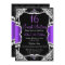 Purple Silver Black Tiara Sweet 16 Invitation