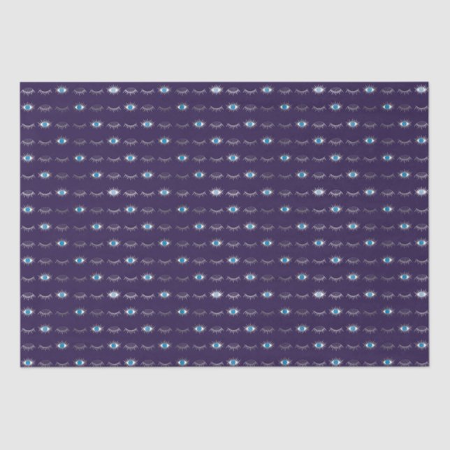 Purple & Silver Blue Evil Eye Lashes Nazar Mati  Tissue Paper (Front)