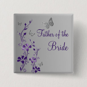Purple Silver Butterfly Floral Father of Bride Pin