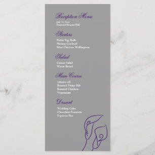 Purple & Silver Calla Lilies Reception Menu
