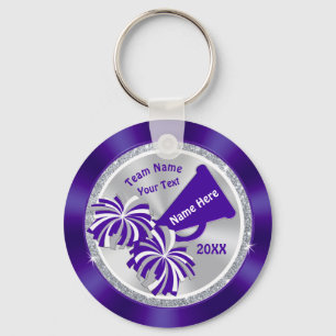 Purple Silver Cheap Personalised Cheer Bag Tags Key Ring