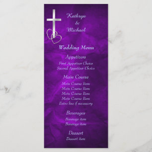Purple Silver Christian Cross Wedding Menu