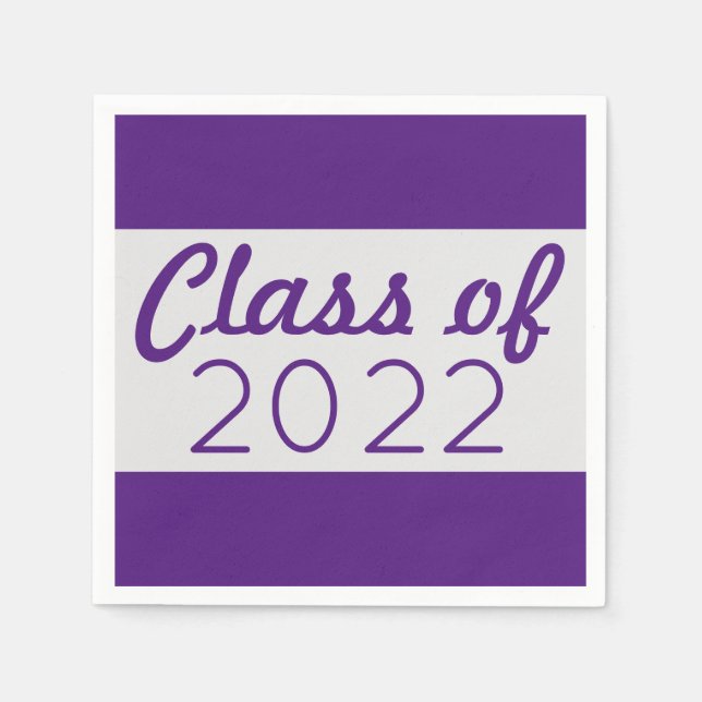Purple & Silver Class Year Graduation Napkin (Front)