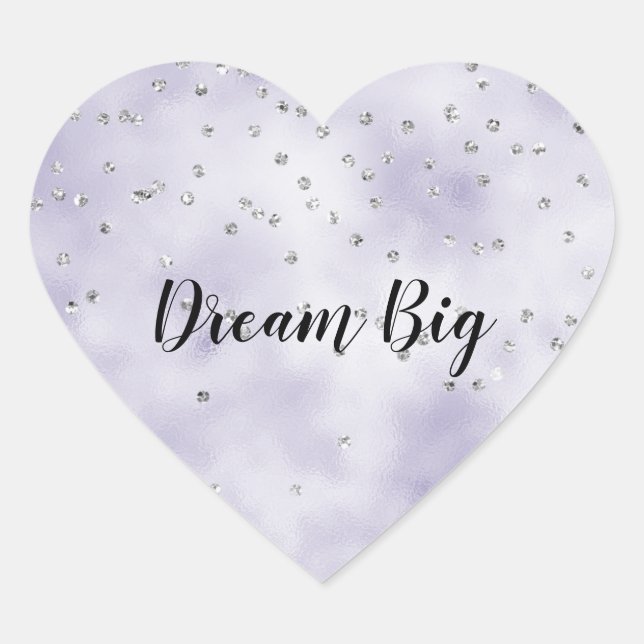 Purple Silver Confetti   Heart Sticker (Front)