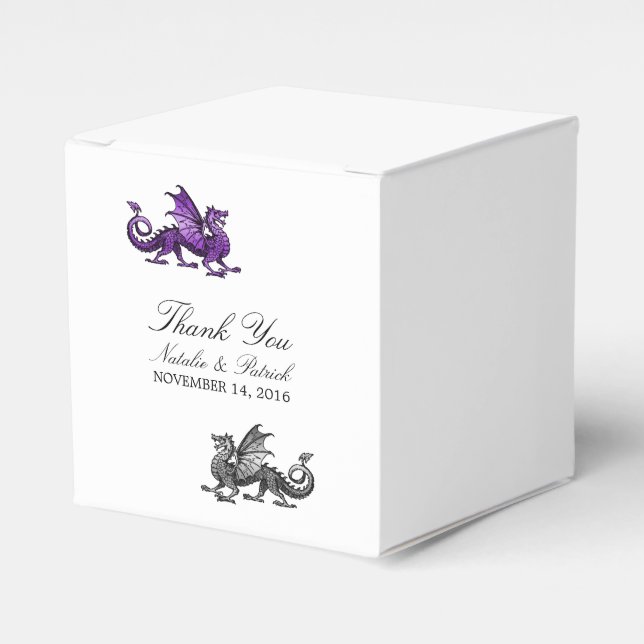 Purple Silver Dragon Wedding Favour Boxes (Front Side)