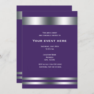Purple & Silver Elegant Dinner Party Event Invitation