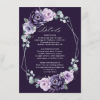 Purple Silver Floral Geometric Wedding Details En