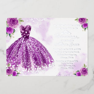 Purple Silver Floral Quinceanera