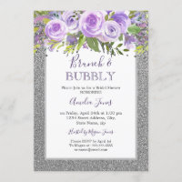 Purple Silver Floral Rose Brunch And Bubbly Shower