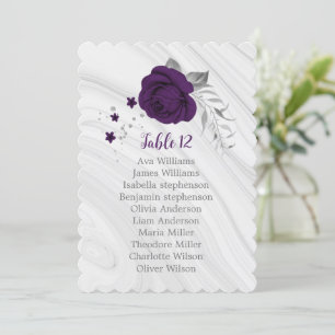 purple silver floral seating chart table number