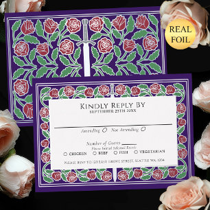 Purple Silver Floral Sword Royal Wedding RSVP