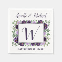 Purple Silver Floral Watercolor Eucalyptus Wedding