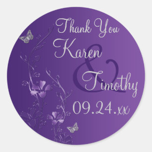 Purple, Silver Floral with Butterflies Sticker 2