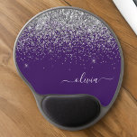 Purple Silver Glitter Girly Monogram Name Gel Mouse Mat<br><div class="desc">Silver and Purple Sparkle Glitter Monogram Name and Initial Mousepad (Mouse Pad). This makes the perfect sweet 16 birthday,  wedding,  bridal shower,  anniversary,  baby shower or bachelorette party gift for someone that loves glam luxury and chic styles.</div>