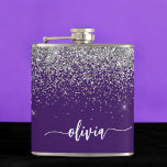 Purple Silver Glitter Girly Monogram Name Hip Flask<br><div class="desc">Silver and Purple Faux Sparkle Glitter Monogram Name and Initial Party Flask. This makes the perfect sweet 16 birthday,  wedding,  bridal shower,  anniversary,  baby shower or bachelorette party gift for someone that loves glam luxury and chic styles.</div>