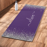 Purple Silver Glitter Girly Monogram Name Yoga Mat<br><div class="desc">Silver and Purple Faux Sparkle Glitter Monogram Name Workout Fitness Exercise Yoga Mat. This makes the perfect sweet 16 birthday,  wedding,  bridal shower,  anniversary,  baby shower or bachelorette party gift for someone that loves glam luxury and chic styles.</div>