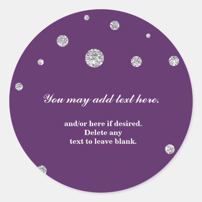 Purple & Silver Glitter Modern Dots Sticker (Front)