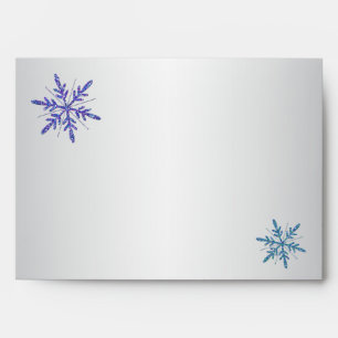 Purple, Silver Glitter Snowflake A7 Return Address Envelopes