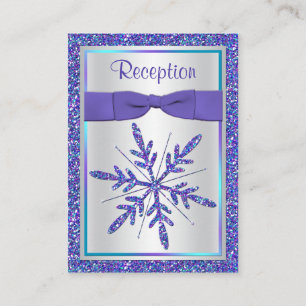 Purple, Silver Glitter Snowflake Enclosure Card