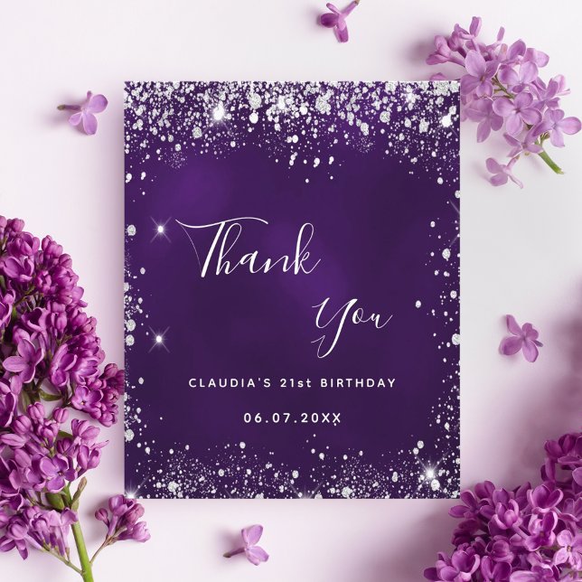 Purple silver glitter sparkle thank you budget flyer (Creator Uploaded)