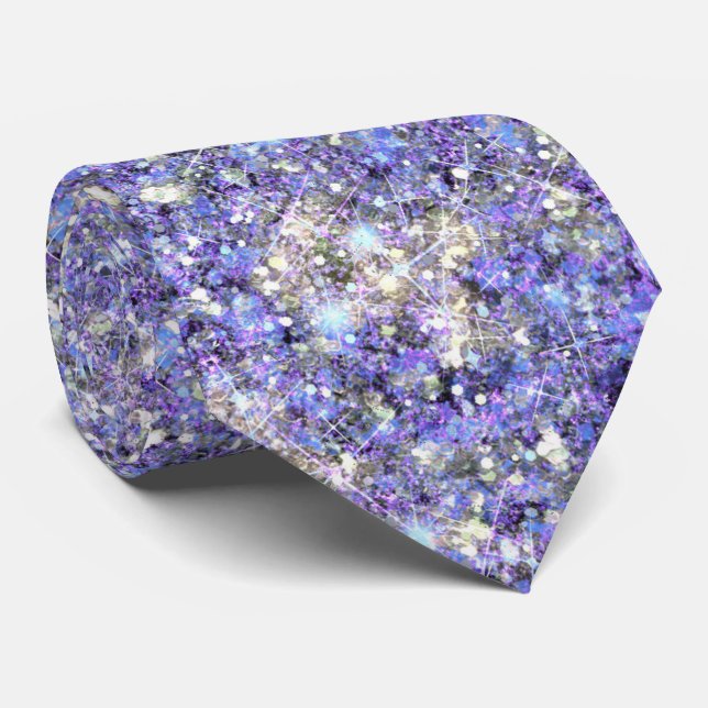 Purple Silver Glitz Blue Grey Mermaid Glitter Tie (Rolled)