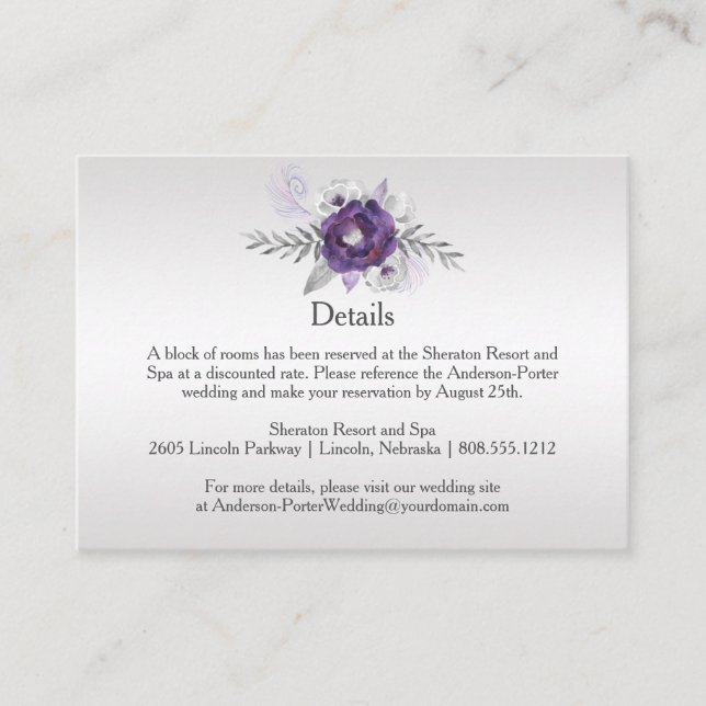 Purple Silver Grey Floral Detail Enclosure Cards (Front)