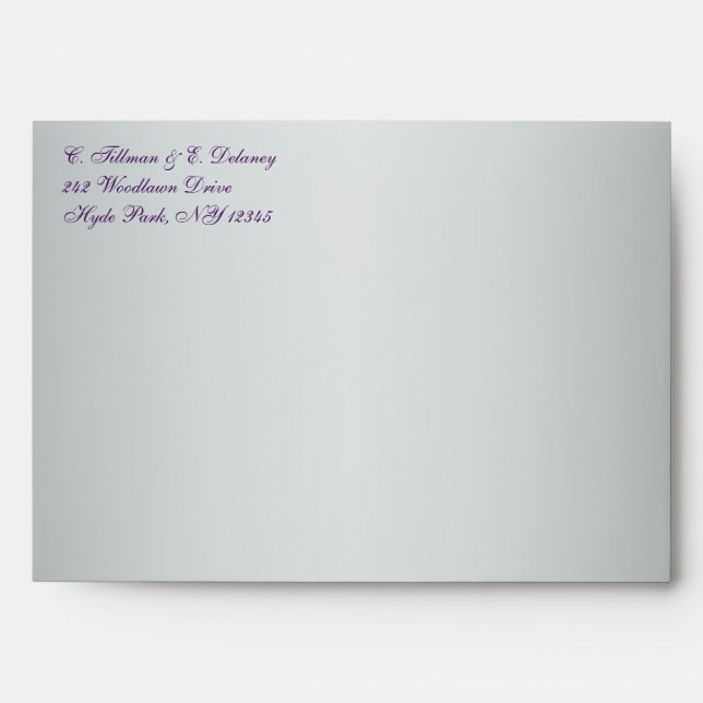 Purple, Silver Grey Floral Envelope for 5x7 Sizes (Front)