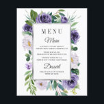 Purple Silver Grey Floral Wedding Menu Cards<br><div class="desc">Purple Silver Grey Floral Wedding Menu Cards - feature elegant watercolor flowers in shades of purple. The text box features a modern printed silver or grey text box. View the matching collection on this page to see the coordinating products. You can fully customise the menu to additional text, font size,...</div>
