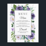 Purple Silver Grey Floral Wedding Menu Cards<br><div class="desc">Purple Silver Grey Floral Wedding Menu Cards - feature elegant watercolor flowers in shades of purple. The text box features a modern printed silver or grey text box. View the matching collection on this page to see the coordinating products. You can fully customise the menu to additional text, font size,...</div>