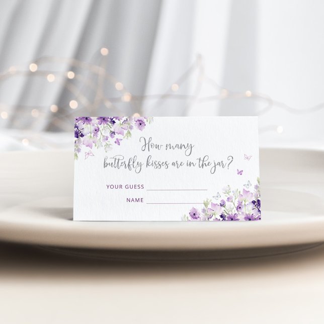 Purple silver guess how many butterfly kisses enclosure card (Creator Uploaded)