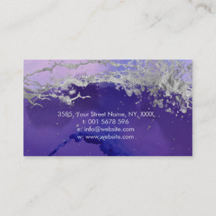 Purple Silver ink and Marble Abstract Business Car Business Card