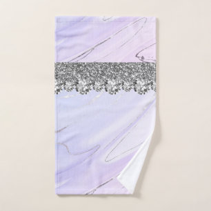 Purple Silver Interior Design Home Glitter Marble Hand Towel