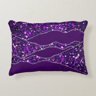 Purple Silver Luxury Elegant Liquid Texture  Decorative Cushion