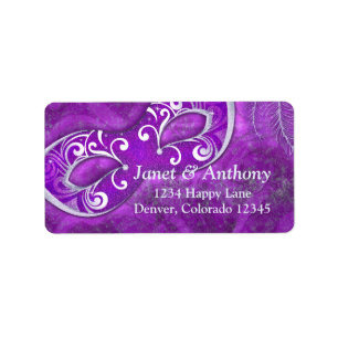Purple Silver Masquerade Wedding Address Label