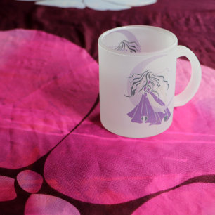 Purple Silver Moon Goddess Frosted Glass Coffee Mug