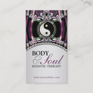 Purple Silver NewAge Yin Yang + Logo Business Card