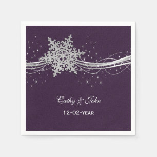 purple Silver personalised wedding napkin