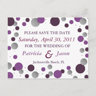 Purple & Silver Save the Date Postcard